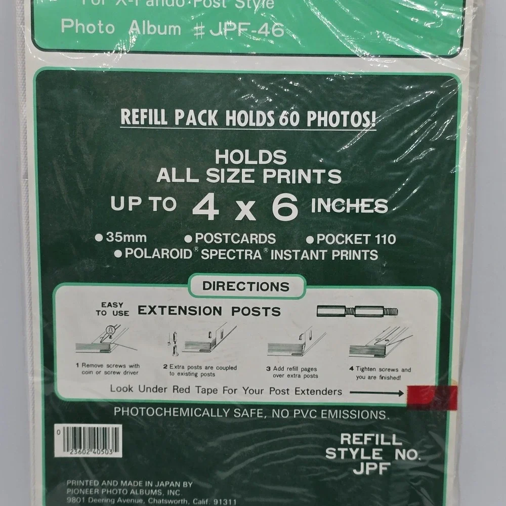 Pioneer‎ Photo Album Refill Packs for JPF-46 Albums, Holds 60 Photos, New